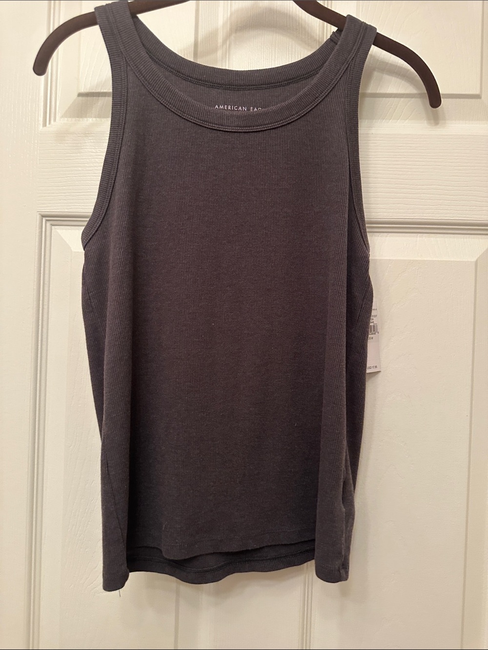 American Eagle Outfitters Dark Charcoal Ribbed Tank Top